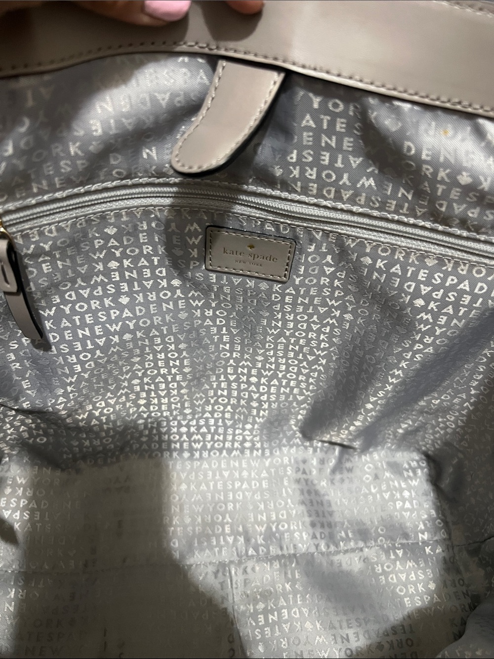 Kate Spade Owl Star Bright Little Len Gray Leather Tote EUC retail $398 - Picture 10 of 10